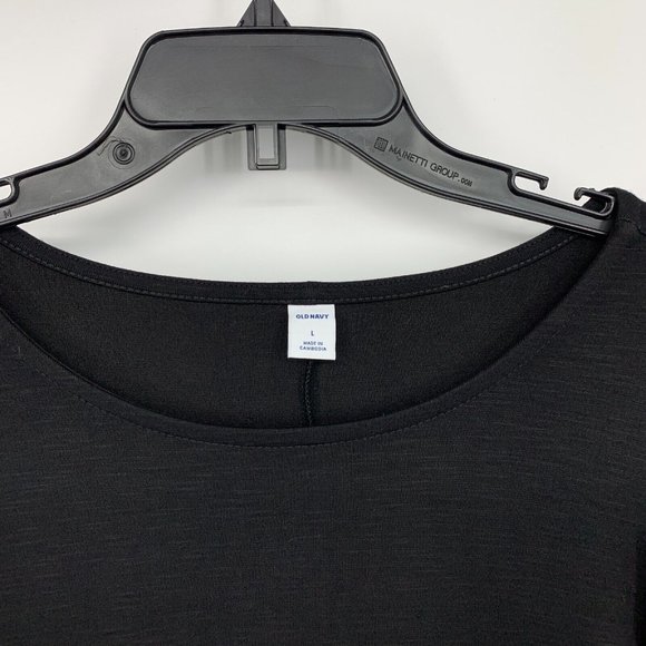 Old Navy Dress Black 3/4 Sleeve Ruffle Trim Ponte Knit NWT - Picture 5 of 9